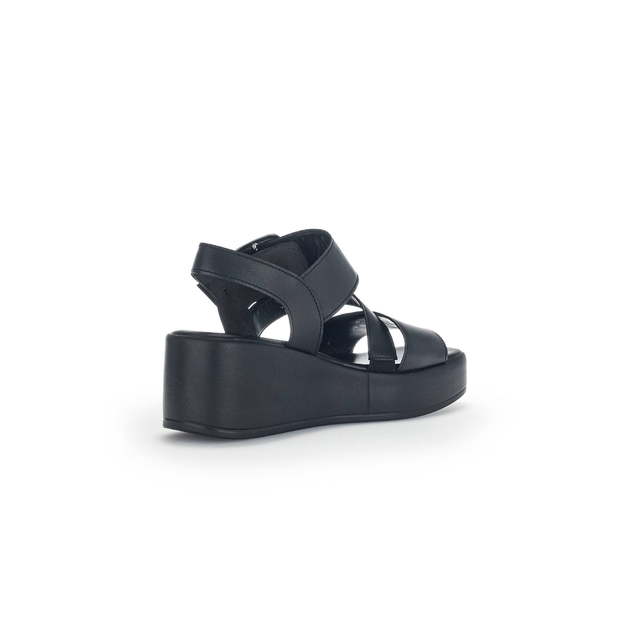 Gabor 44.533.27 Java Ladies Black Leather Buckle Sandals-elevate your sole