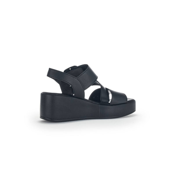 Gabor 44.533.27 Java Ladies Black Leather Buckle Sandals-elevate your sole