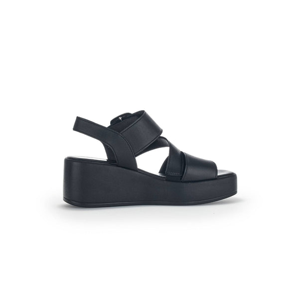 Gabor 44.533.27 Java Ladies Black Leather Buckle Sandals-elevate your sole
