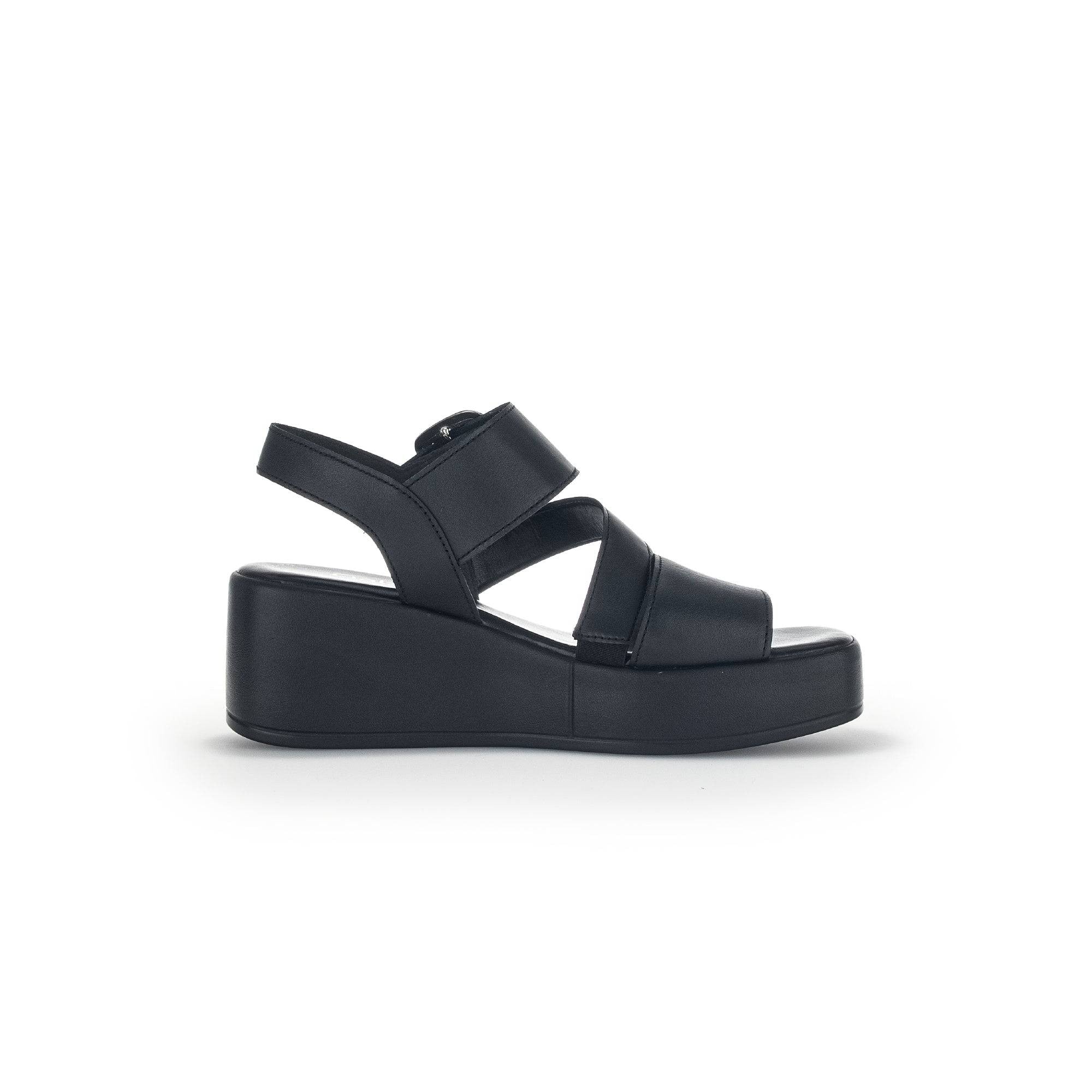 Gabor 44.533.27 Java Ladies Black Leather Buckle Sandals-elevate your sole