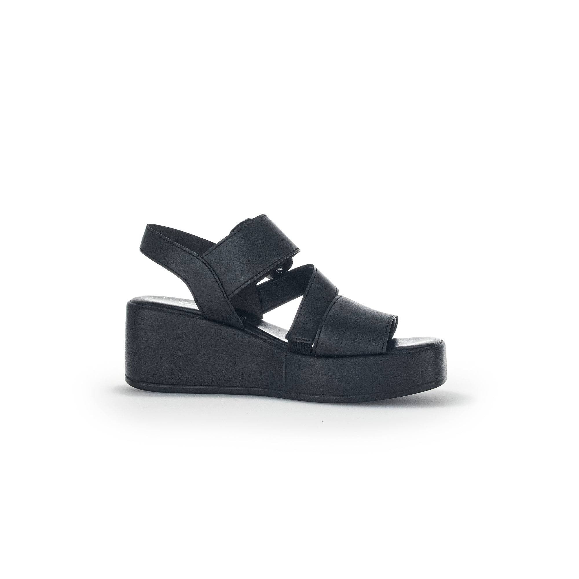 Gabor 44.533.27 Java Ladies Black Leather Buckle Sandals-elevate your sole