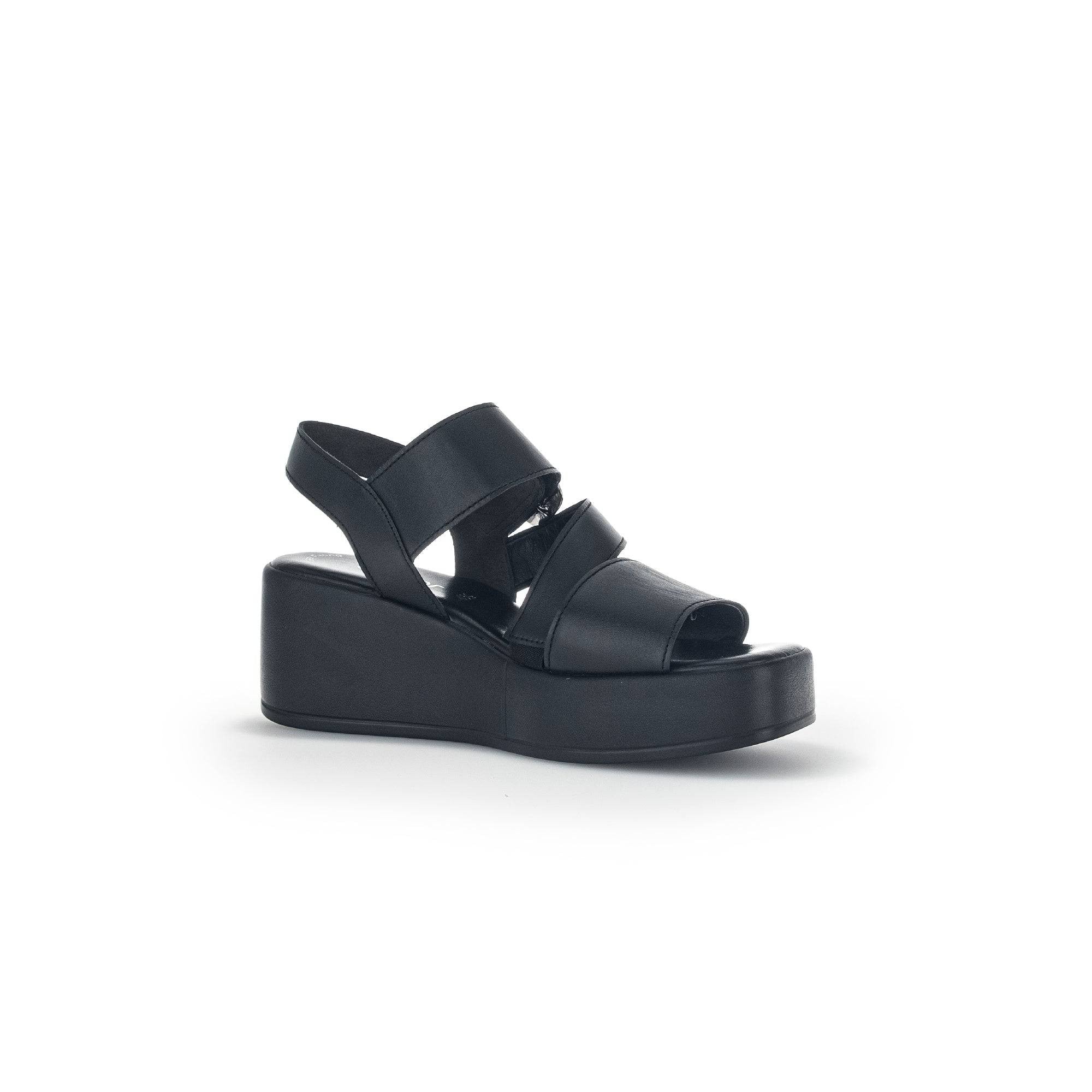 Gabor 44.533.27 Java Ladies Black Leather Buckle Sandals-elevate your sole