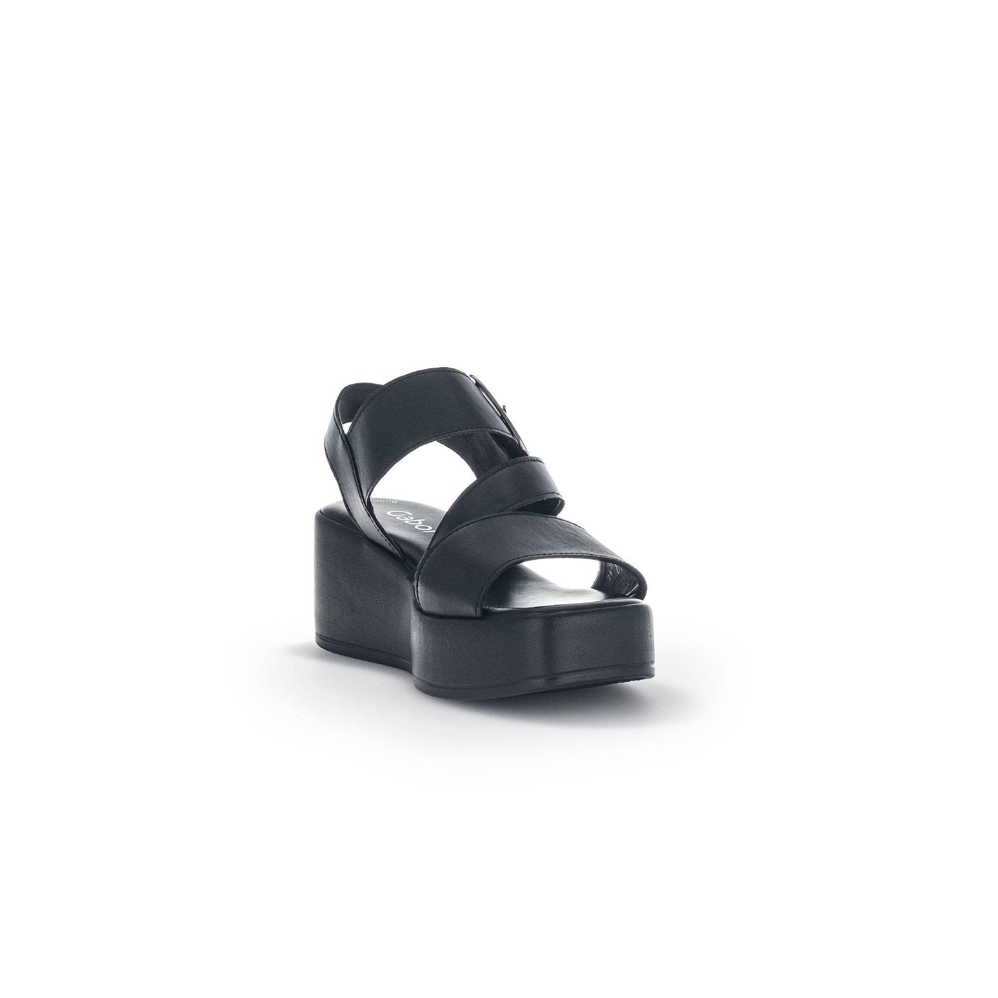 Gabor 44.533.27 Java Ladies Black Leather Buckle Sandals-elevate your sole