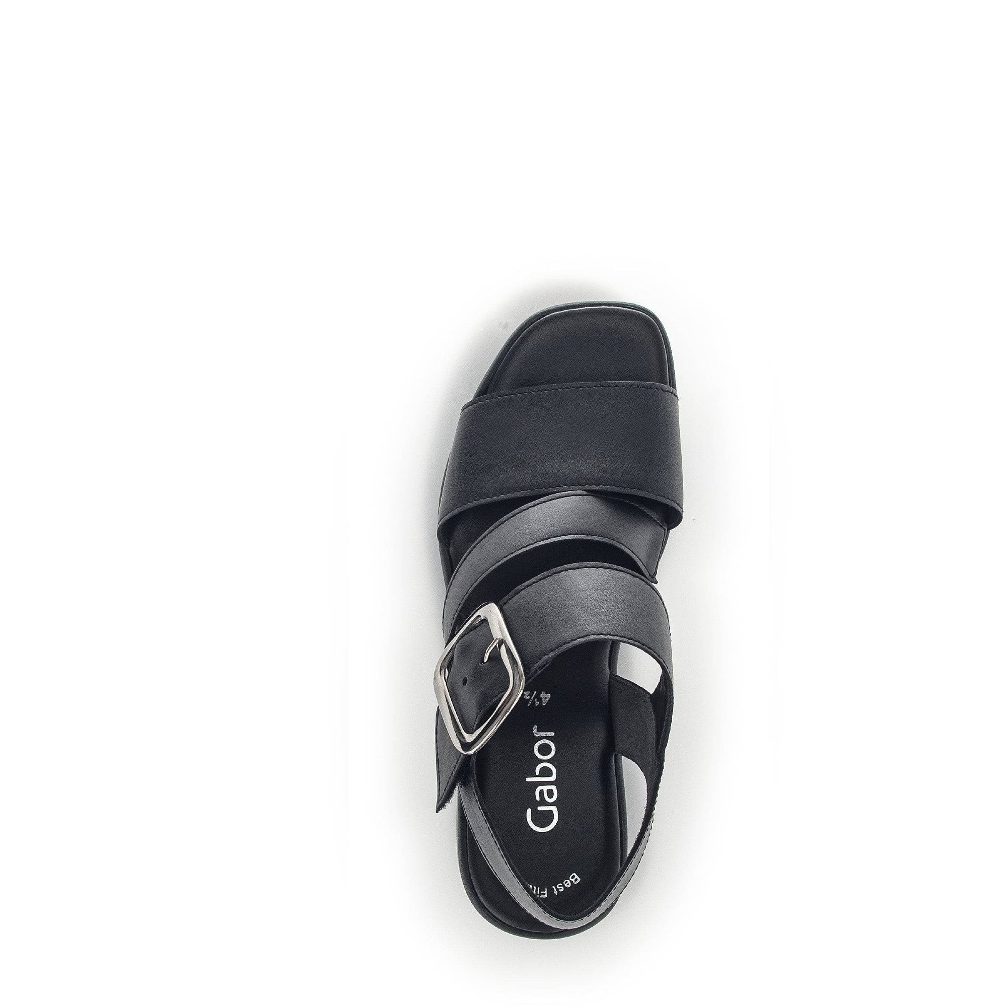 Gabor 44.533.27 Java Ladies Black Leather Buckle Sandals-elevate your sole