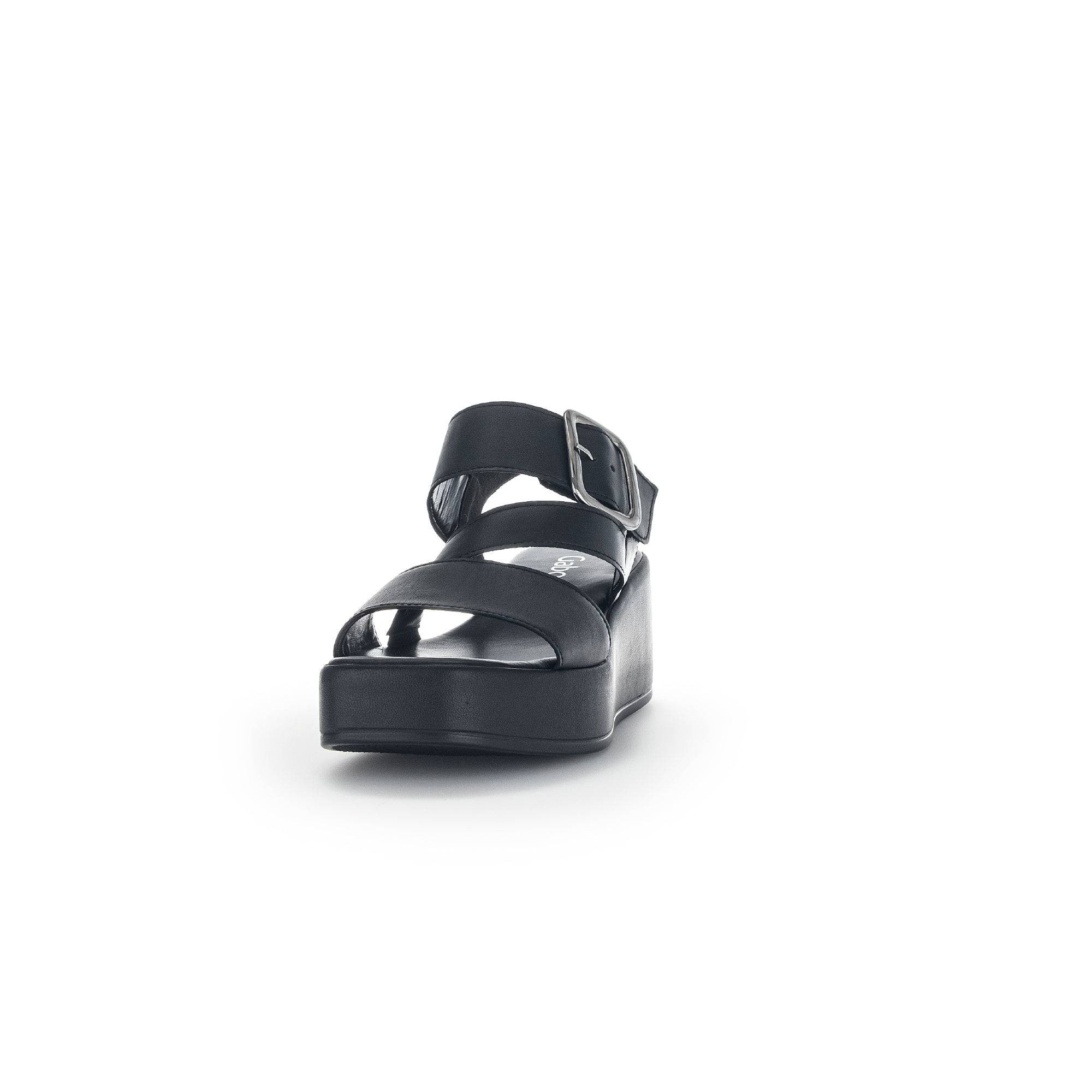 Gabor 44.533.27 Java Ladies Black Leather Buckle Sandals-elevate your sole