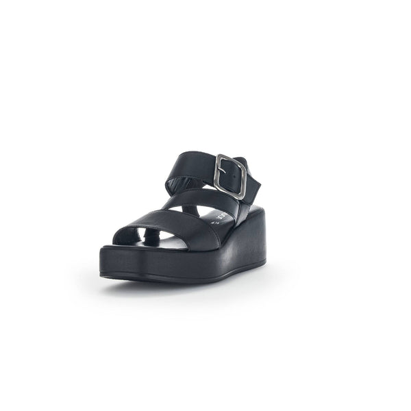 Gabor 44.533.27 Java Ladies Black Leather Buckle Sandals-elevate your sole