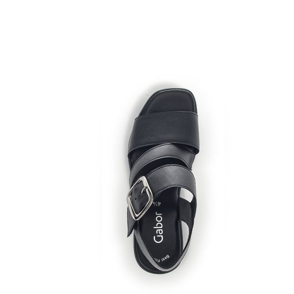 Gabor 44.533.27 Java Ladies Black Leather Buckle Sandals-elevate your sole