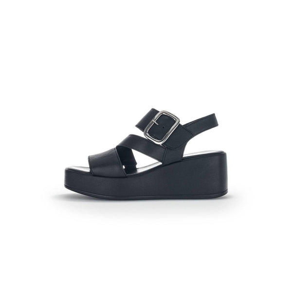 Gabor 44.533.27 Java Ladies Black Leather Buckle Sandals-elevate your sole