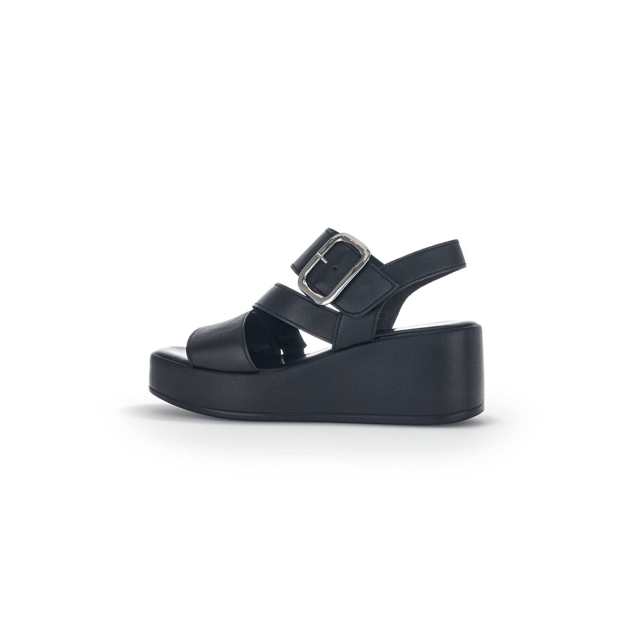Gabor 44.533.27 Java Ladies Black Leather Buckle Sandals-elevate your sole