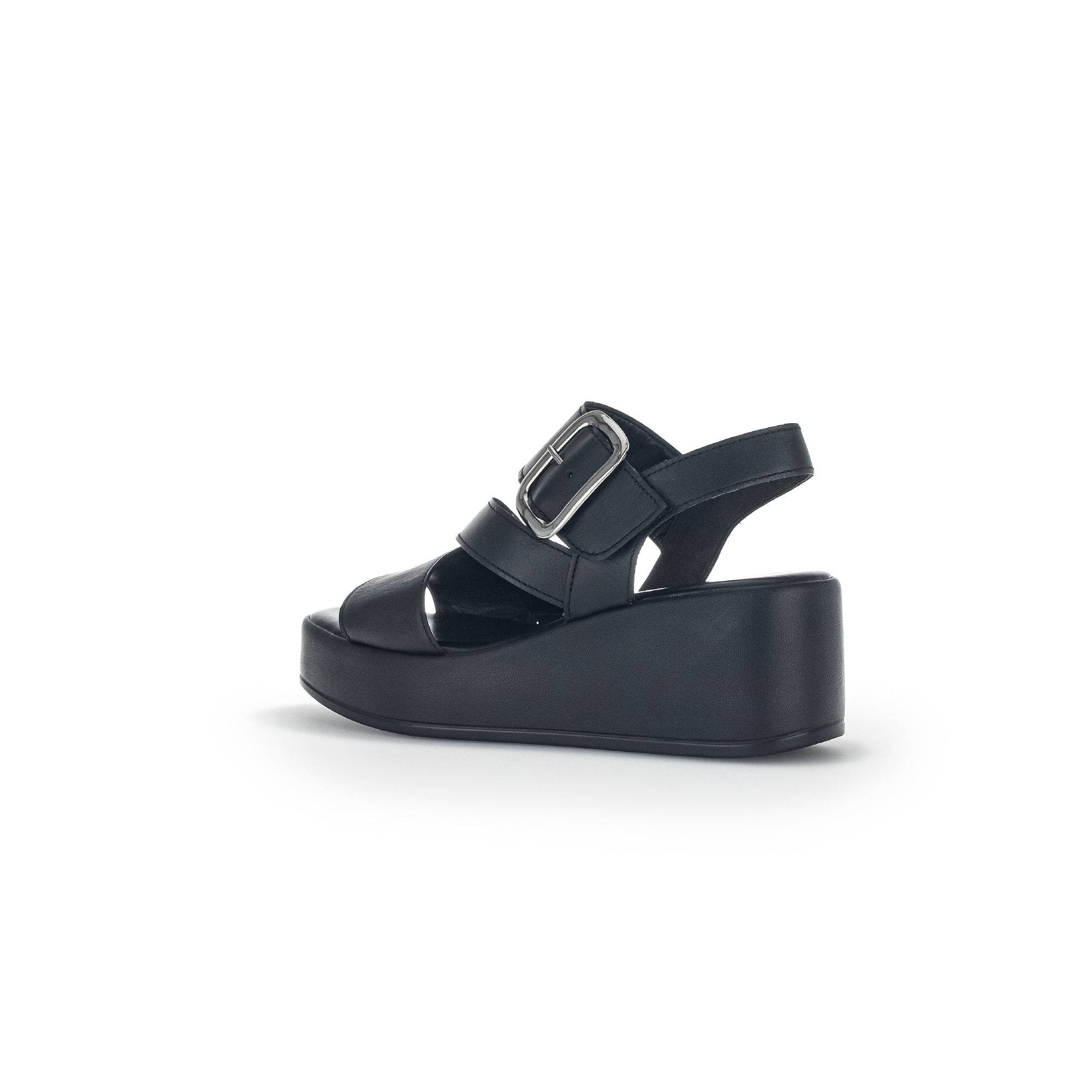 Gabor 44.533.27 Java Ladies Black Leather Buckle Sandals-elevate your sole