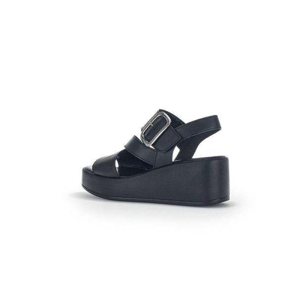 Gabor 44.533.27 Java Ladies Black Leather Buckle Sandals-elevate your sole