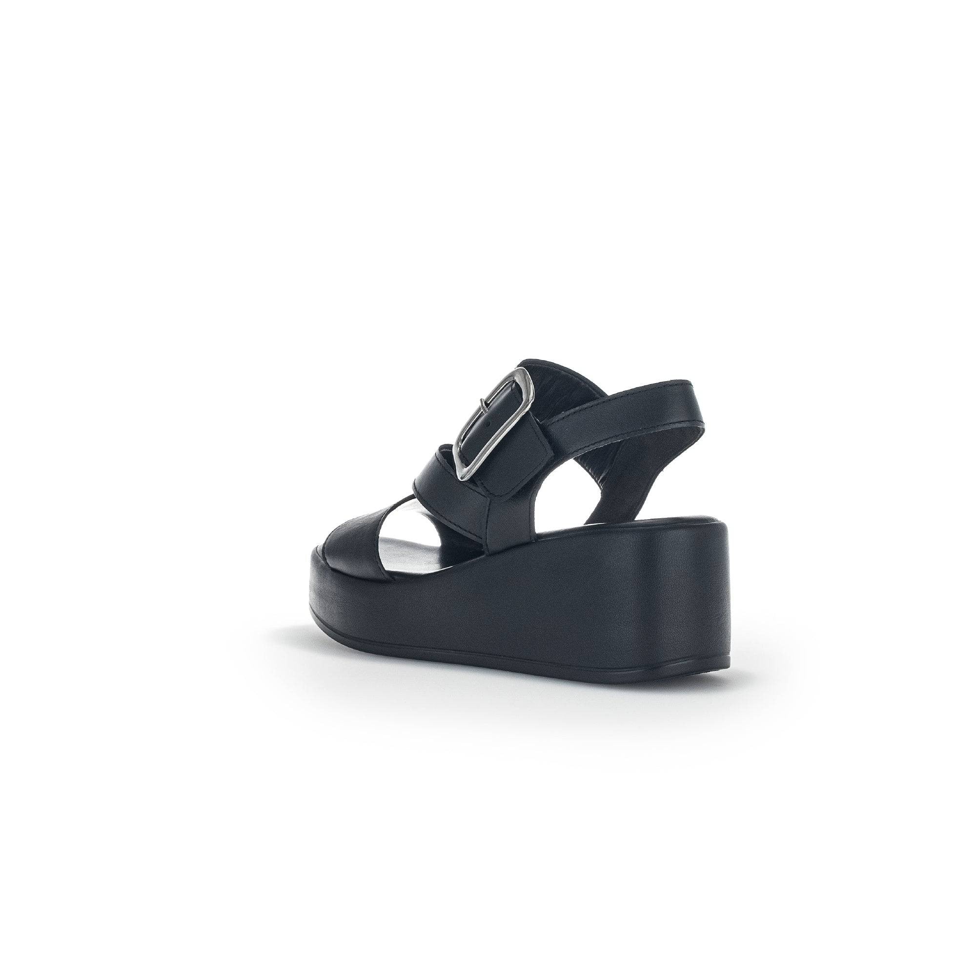 Gabor 44.533.27 Java Ladies Black Leather Buckle Sandals-elevate your sole