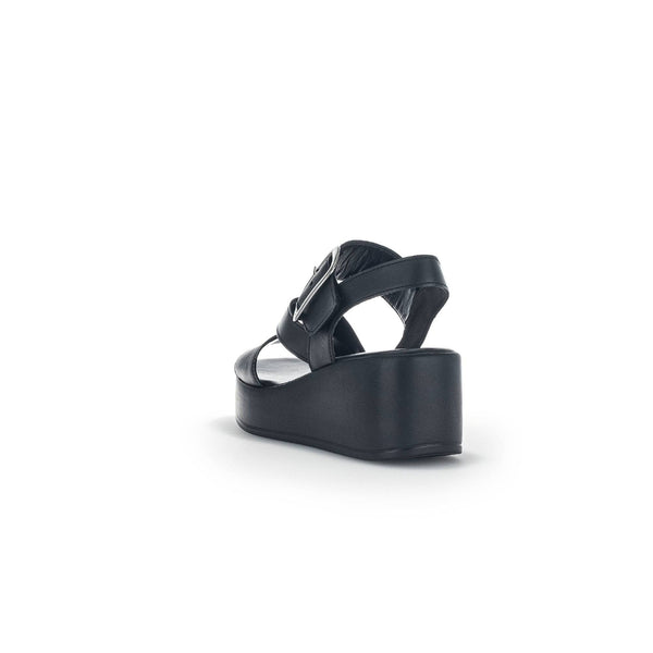 Gabor 44.533.27 Java Ladies Black Leather Buckle Sandals-elevate your sole