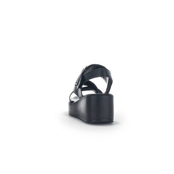 Gabor 44.533.27 Java Ladies Black Leather Buckle Sandals-elevate your sole