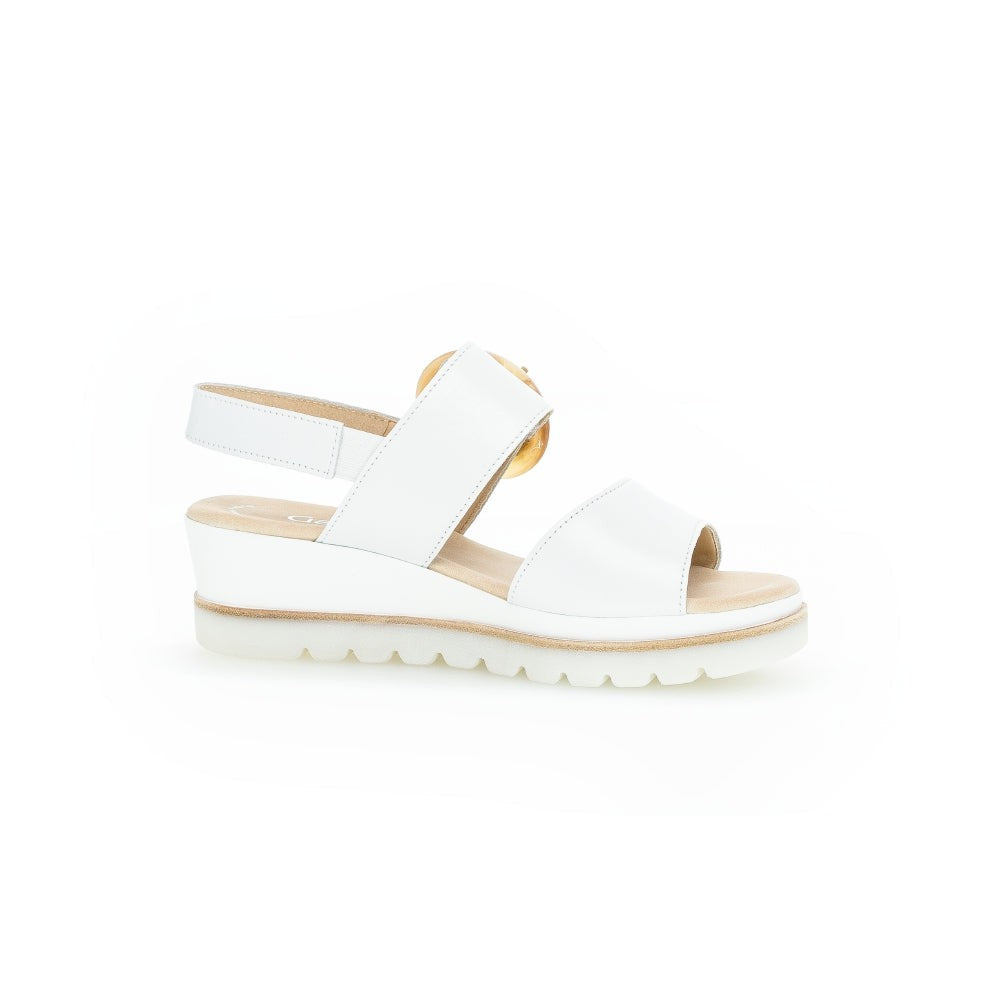 Gabor 44.645.21 Yeo Ladies White Leather Touch Fastening Sandals-elevate your sole