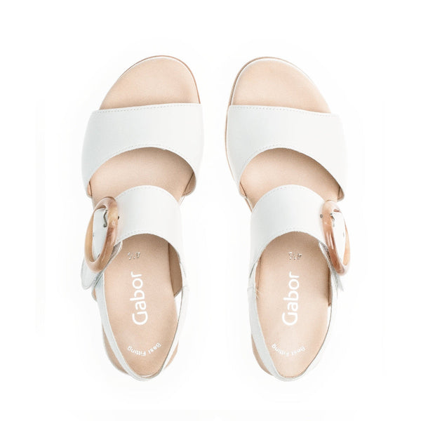 Gabor 44.645.21 Yeo Ladies White Leather Touch Fastening Sandals-elevate your sole