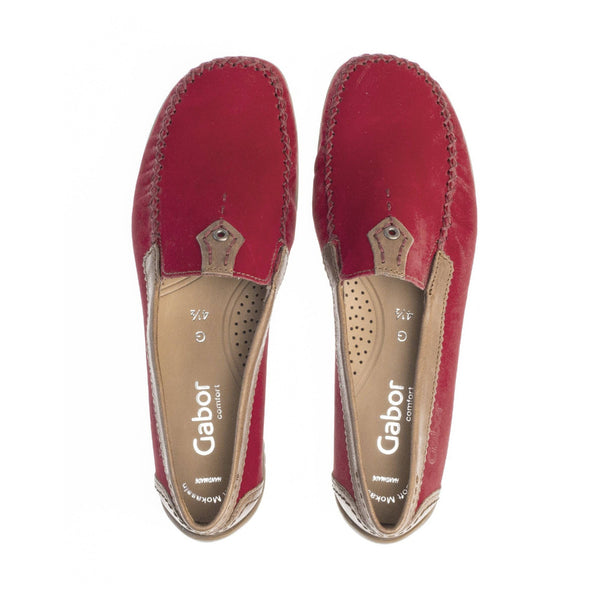 Gabor 46.090.48 California Ladies Red Leather Slip On Shoes-elevate your sole