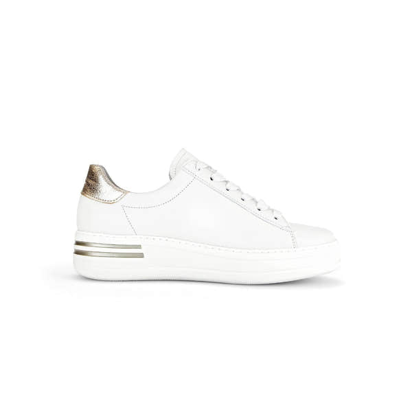 Gabor 46.395.62 Keystone Ladies White Leather Lace Up Trainers-elevate your sole