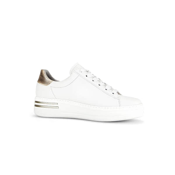 Gabor 46.395.62 Keystone Ladies White Leather Lace Up Trainers-elevate your sole