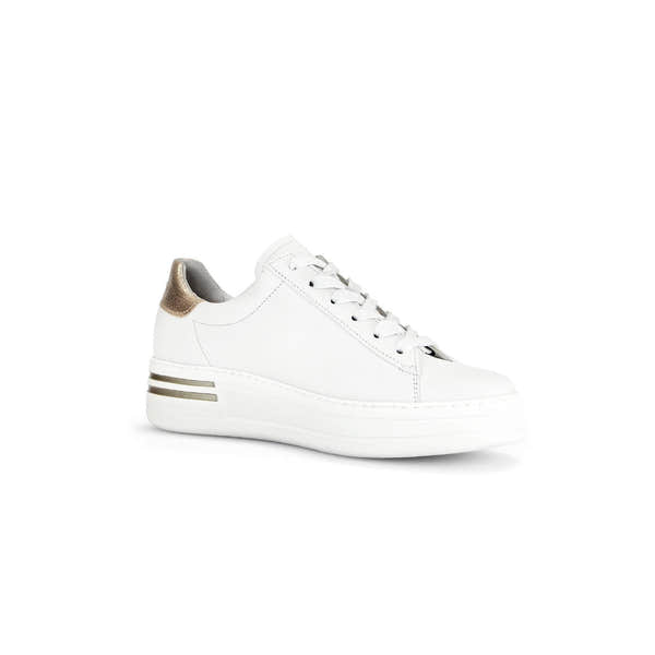 Gabor 46.395.62 Keystone Ladies White Leather Lace Up Trainers-elevate your sole