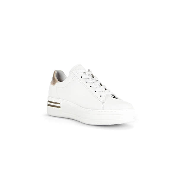 Gabor 46.395.62 Keystone Ladies White Leather Lace Up Trainers-elevate your sole