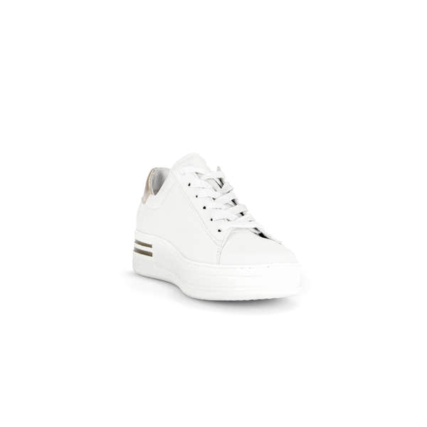Gabor 46.395.62 Keystone Ladies White Leather Lace Up Trainers-elevate your sole