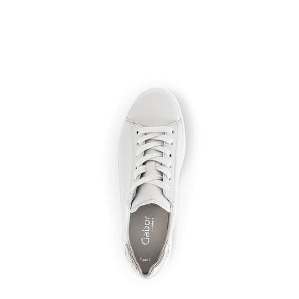 Gabor 46.395.62 Keystone Ladies White Leather Lace Up Trainers-elevate your sole
