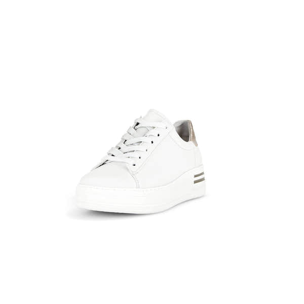 Gabor 46.395.62 Keystone Ladies White Leather Lace Up Trainers-elevate your sole