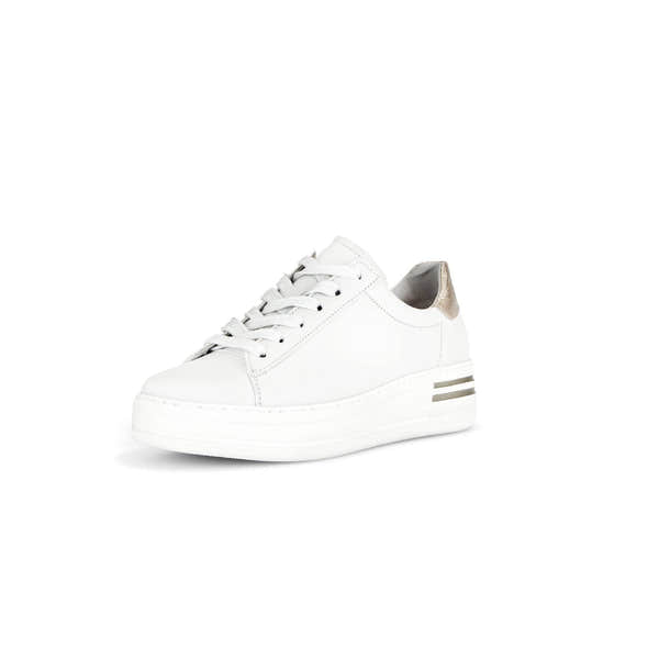 Gabor 46.395.62 Keystone Ladies White Leather Lace Up Trainers-elevate your sole