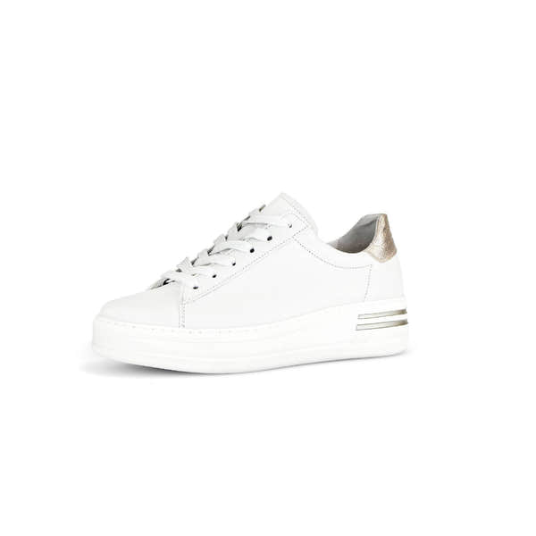 Gabor 46.395.62 Keystone Ladies White Leather Lace Up Trainers-elevate your sole
