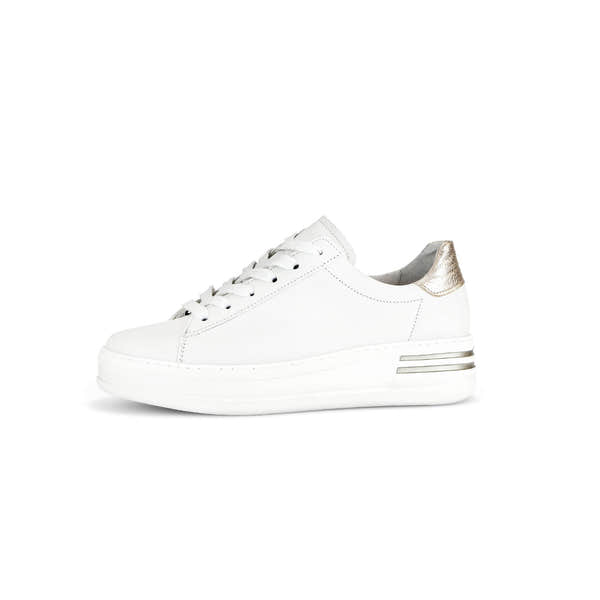 Gabor 46.395.62 Keystone Ladies White Leather Lace Up Trainers-elevate your sole