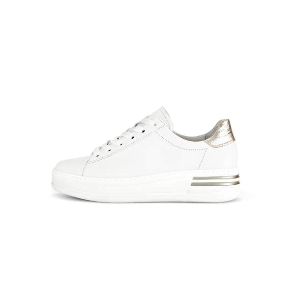 Gabor 46.395.62 Keystone Ladies White Leather Lace Up Trainers-elevate your sole