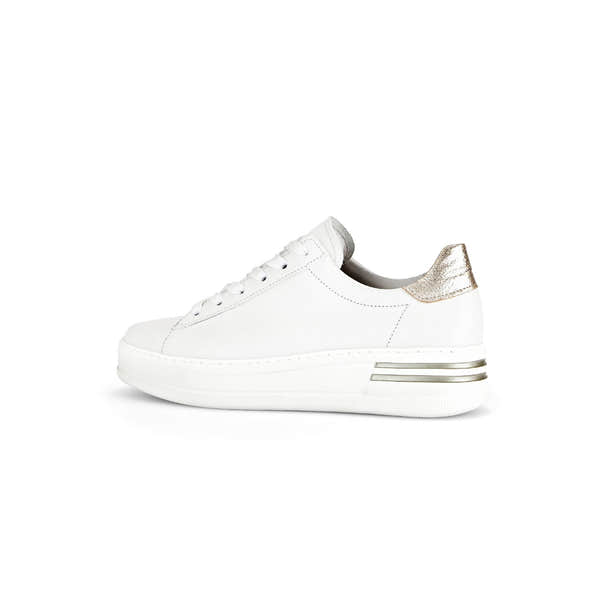 Gabor 46.395.62 Keystone Ladies White Leather Lace Up Trainers-elevate your sole