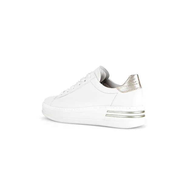Gabor 46.395.62 Keystone Ladies White Leather Lace Up Trainers-elevate your sole