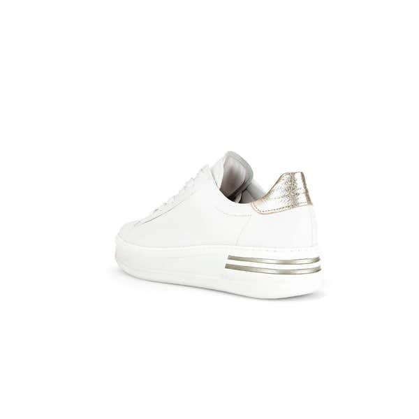 Gabor 46.395.62 Keystone Ladies White Leather Lace Up Trainers-elevate your sole