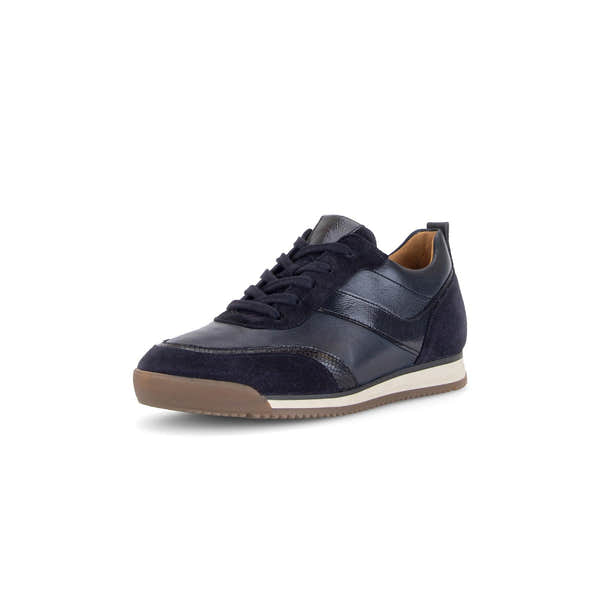 Gabor 6025.01.002 Secret Ladies Navy Blue Leather Combi Lace Up Trainers