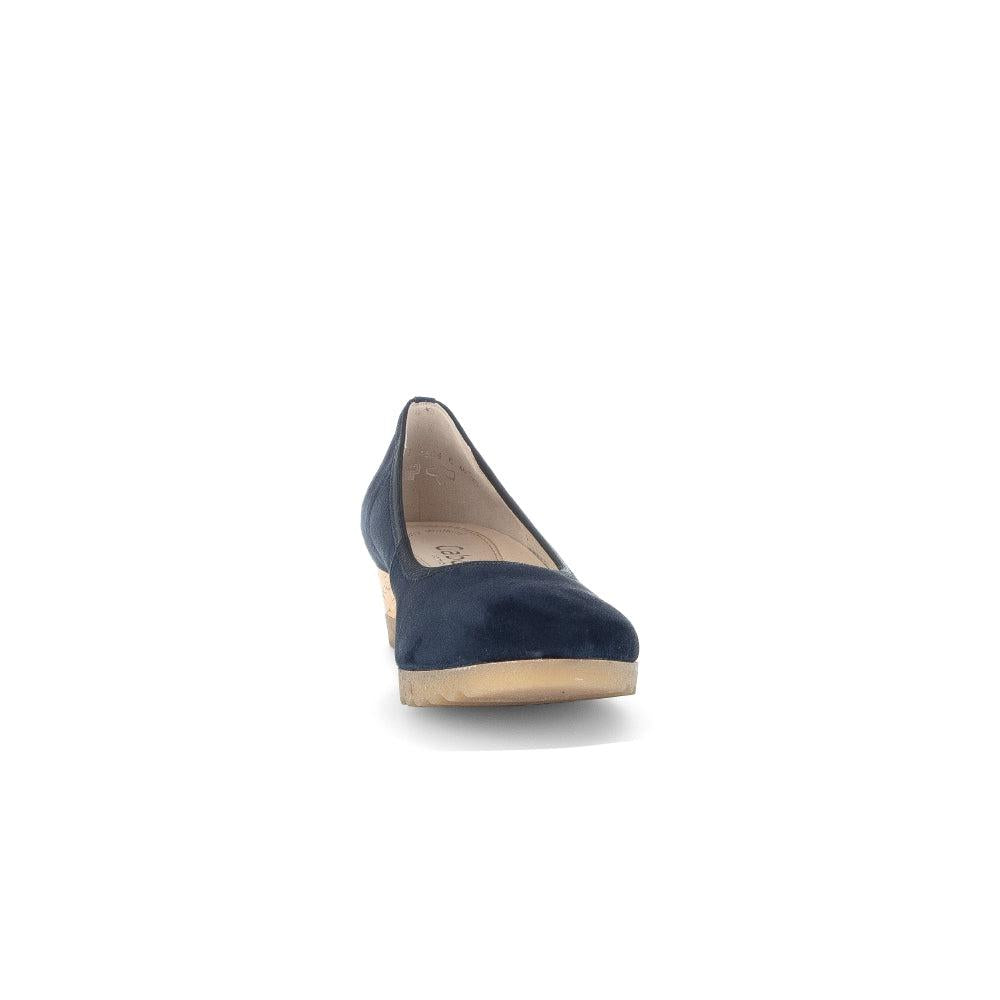 Gabor Epworth Women's Dark Blue Suede Slip-On Shoe with Low Block Heel, stylish and comfortable footwear.
