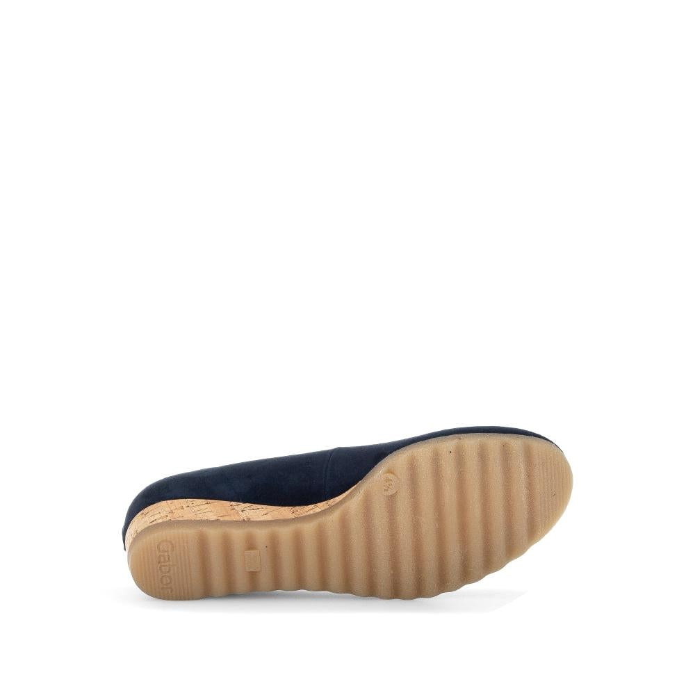 Gabor Epworth Ladies Dark Blue Suede Slip-On Shoes with rubber sole and low heel.