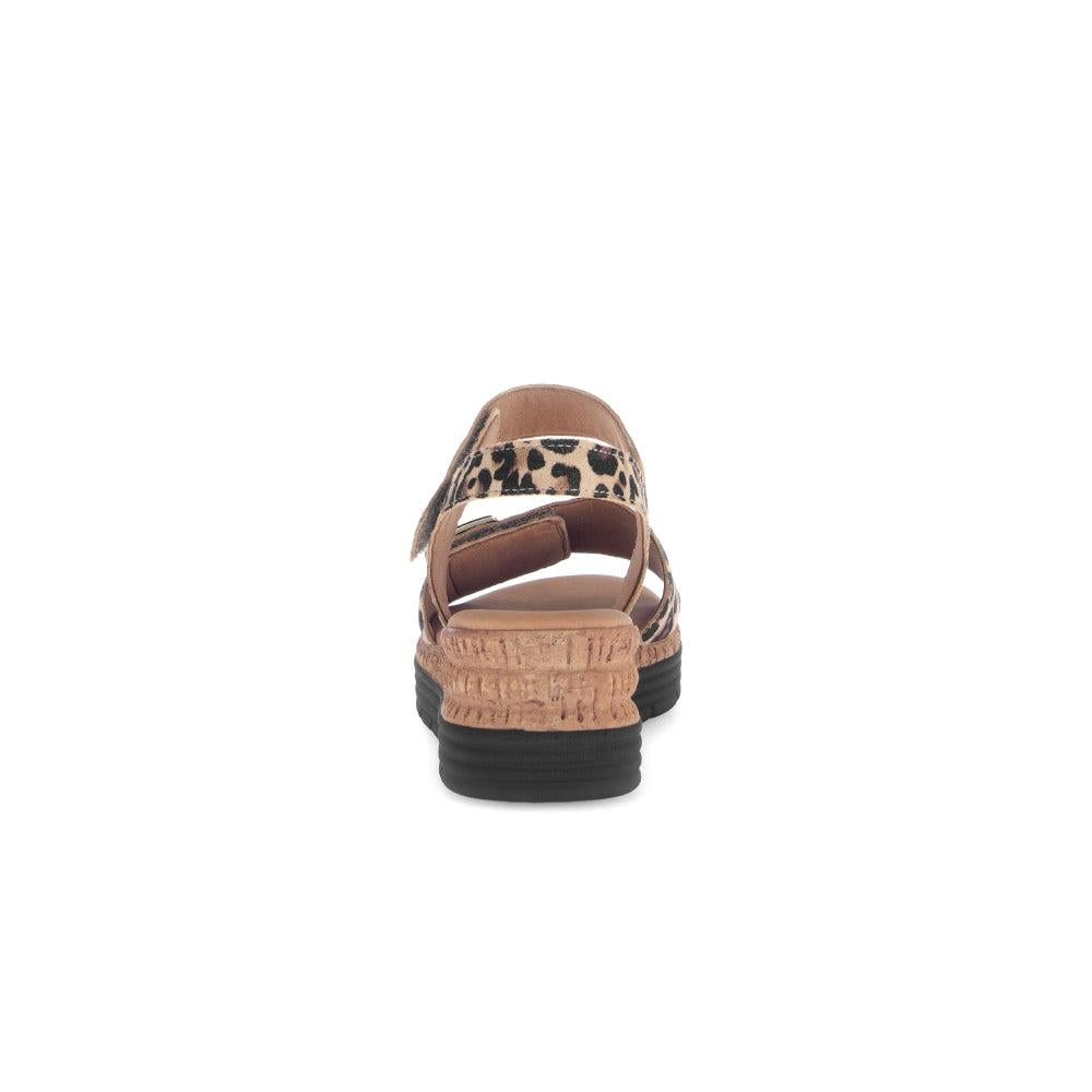 Gabor Ladies Animal Print Leather Touch Fastening Sandals with chunky wedge heel and zebra pattern straps.