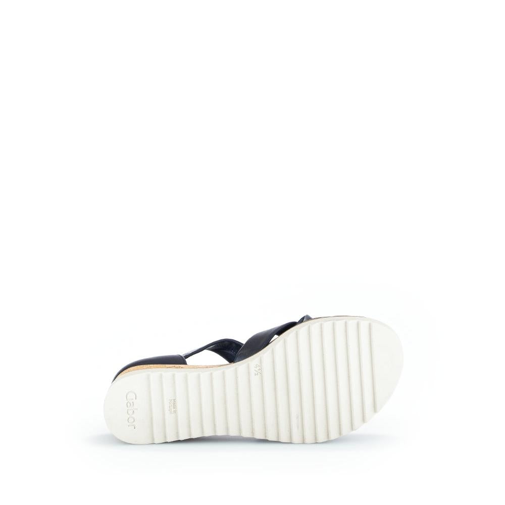 Gabor women's navy leather slip-on sandals with white sole, stylish and comfortable, size 36.7.9.56.
