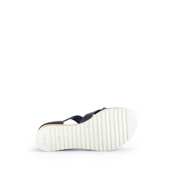Gabor women's navy leather slip-on sandals with white sole, stylish and comfortable, size 36.7.9.56.