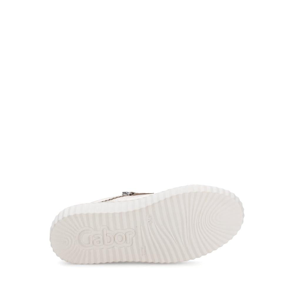 Gabor Dolly Ladies Gold Metallic Leather Trainers with Zip and Lace-Up Closure, rubber sole.