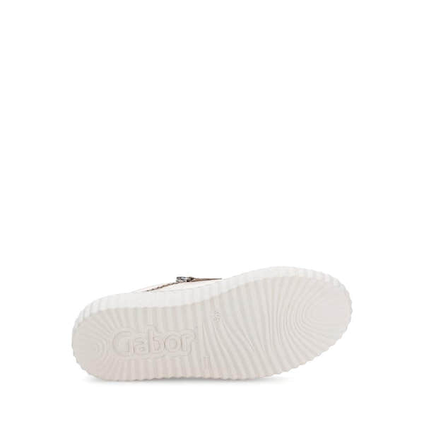 Gabor Dolly Ladies Gold Metallic Leather Trainers with Zip and Lace-Up Closure, rubber sole.