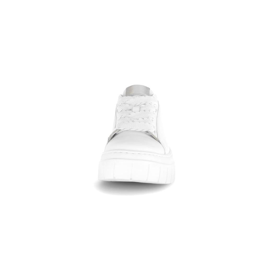 Gabor 63.222.21 Rios Women's White Leather Lace-Up Trainers, chunky sole, minimalist design, casual athletic footwear.