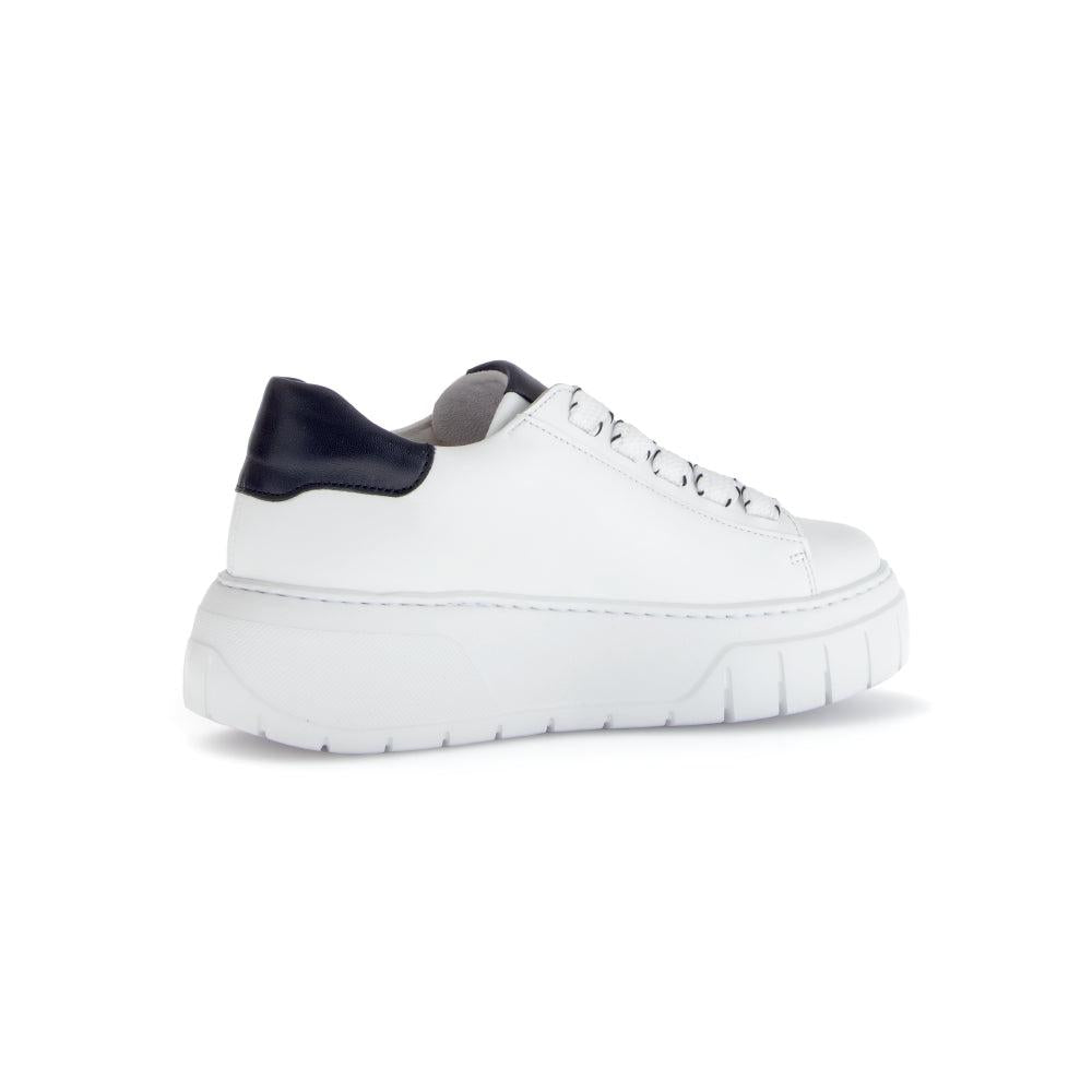 Gabor Rios Ladies White Leather Lace-Up Sneakers with Chunky Platform Sole