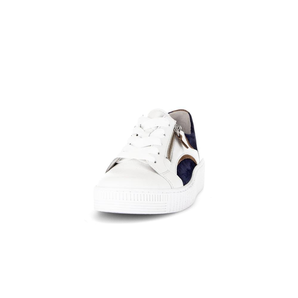 Gabor 63.330.20 Wemo Women's Multi Leather Zip & Lace Sneakers with side zipper and sporty design.