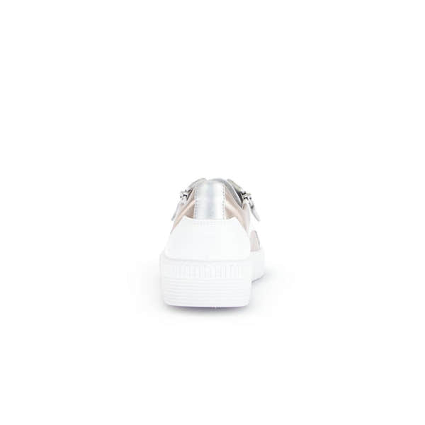 Gabor Wemo Ladies Multi Leather Zip & Lace Trainers, stylish sneakers with metallic accents and a chunky white sole.