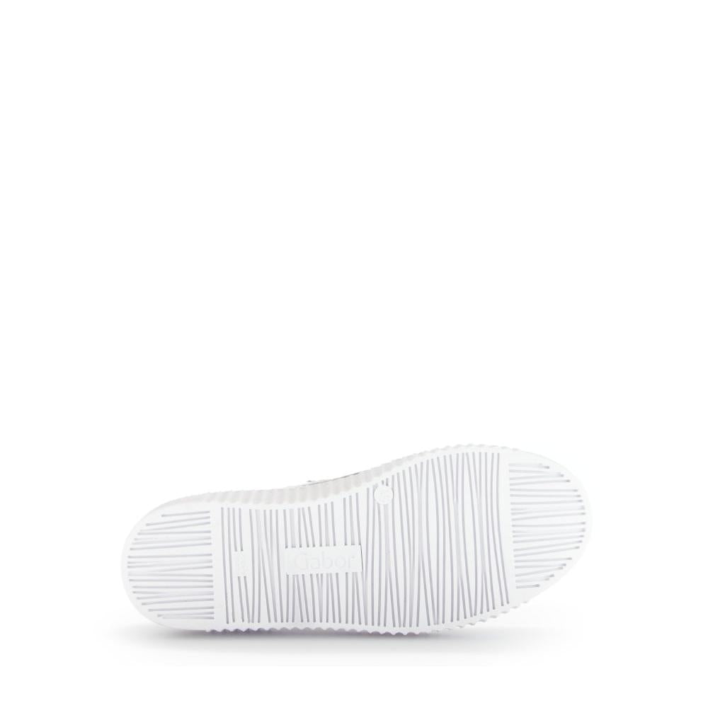 Gabor Wemo Ladies Multi Leather Zip & Lace Trainers with white sole, stylish design, and mixed leather upper.