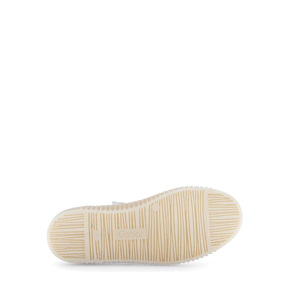 Gabor Ladies Creamy White Leather Zip & Lace Trainers with rubber outsole and minimal design, stylish and comfortable footwear for women.