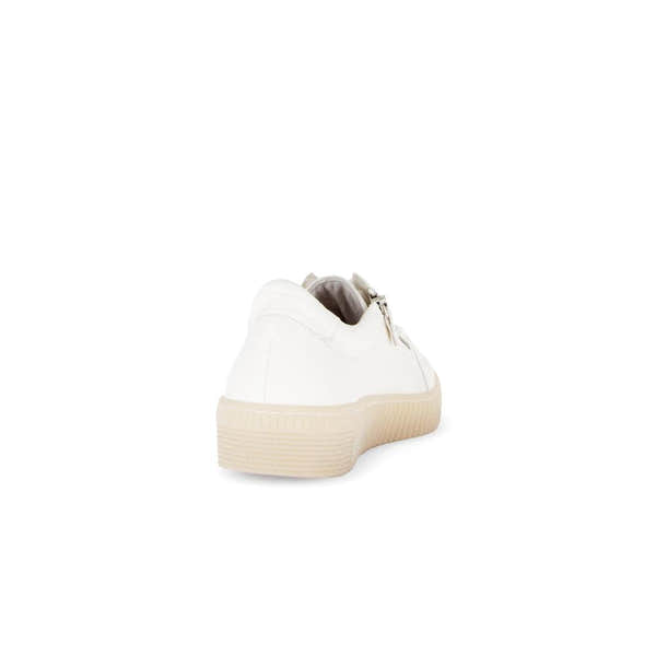 Gabor 63.334.20 Women's Creamy White Leather Zip & Lace Trainers, casual low-top sneakers with textured sole and zipper detail.